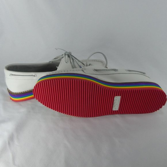 NEW Sperry Top Sider PRIDE Womens Leather Boat Shoes 5.5, 7.5 White STS87613 - Picture 7 of 9